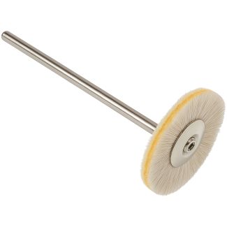 Brossette combinée cuir microfibre et poil de chèvre pour les résines, le disilicate et la zircone, diamètre 220, tige 104. Hatho