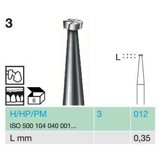 Fraise carbure tungstène forme roue 3 laboratoire 012. Busch