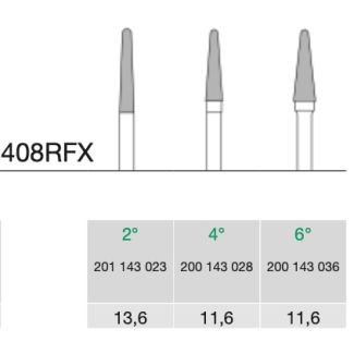 Instrument de fraisage conique 408 denture RFX 2° pour fraisage fin. Busch