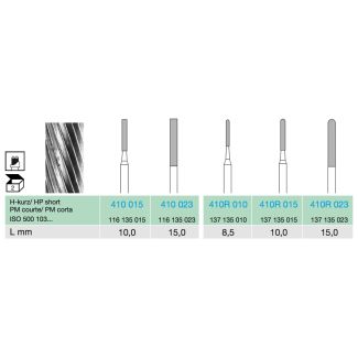 Instrument de fraisage 410 denture fine R arrondie diamètre 015 Fraisage fin. Busch