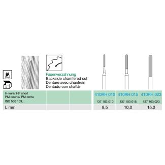 Instrument de fraisage 410 denture RH arrondie diamètre 023 Fraisage extra fin. Busch