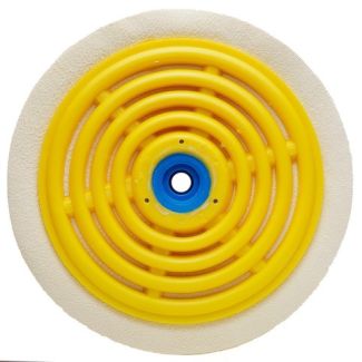 Disque de polissage avec cerclage pour tour à polir, en peau de chamois 6 couches, diamètre 110 mm, épaisseur 18 mm. Hatho