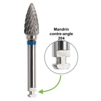 Fraise A251X carbure tungstène 040 pour résines, métaux non-précieux, mandrin 204. Acurata