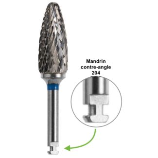 Fraise A251X carbure tungstène 060 pour résines, métaux non-précieux, mandrin 204. Acurata