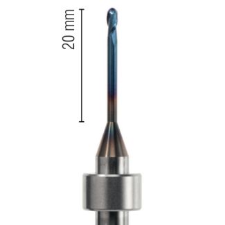Fraise d'usinage PMMA pour usineuse DCS, longueur 53 mm, 2 lames avec traitement AC-Blue, col 20 mm, mandrin 6 mm, 020. Acurata