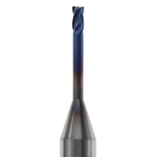 Fraise d'usinage CrCo pour système Universel ouvert, longueur 48 mm, mandrin 6 mm, col long, 4 lames avec traitement AC-Blue, 020. Acurata