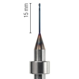 Fraise d'usinage PMMA pour usineuse DCS, longueur 53 mm, 2 lames avec traitement AC-Blue, col 15 mm, mandrin 6 mm, 010. Acurata