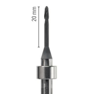 Fraise d'usinage Zircone pour usineuse DCS, longueur 53 mm, 2 lames avec traitement AC-Kristall, col 20 mm, mandrin 6 mm, 025. Acurata
