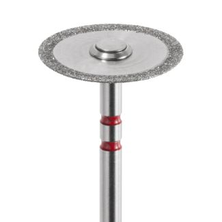 Disque diamanté surface 2 faces A943 grain fin, tige FG 314 double bague rouge 100. Acurata