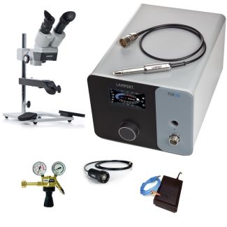 PUK D6 - Pack complet avec générateur + microscope + pédale + régulateur + 10 électrodes + affûteur d'électrodes. Lampert