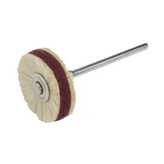 Brossette combinée en scotch brite et poil de chèvre pour le polissage des résines, diamètre 220, tige 104. Hatho