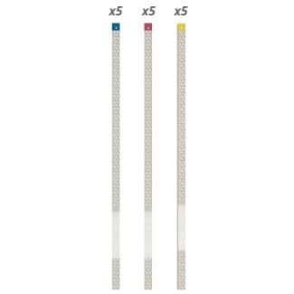 Set strips diamantés mono-face perforés, 5 moyens, 5 fins, 5 extra fins, largeur 2,50 mm.