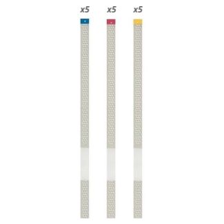 Set strips diamantés mono-face perforés, 5 moyens, 5 fins, 5 extra fins, largeur 3,75 mm.