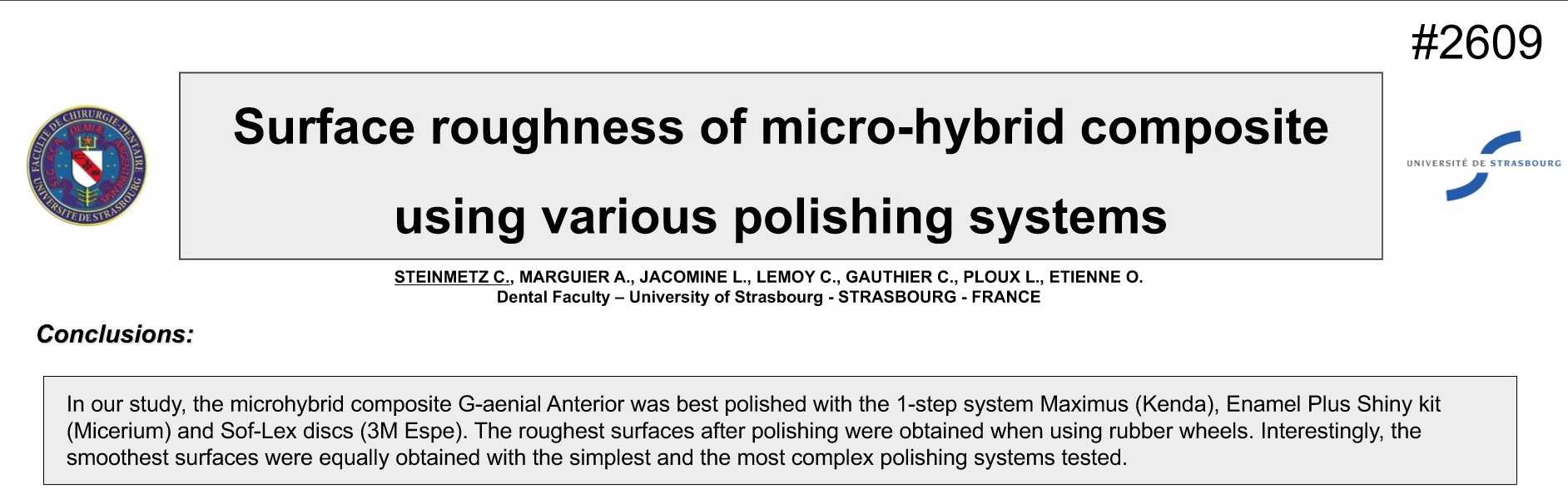 KENDA Maximus, meilleur polissoir sur composite d’après une étude réalisé par la faculté de Strasbourg